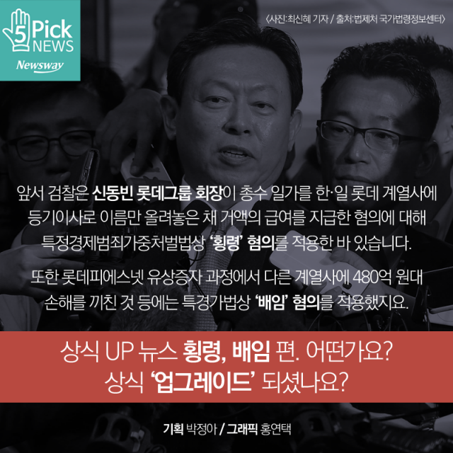  신동빈 롯데 회장 옭아맨 혐의들 ‘횡령과 배임’···차이는? 기사의 사진