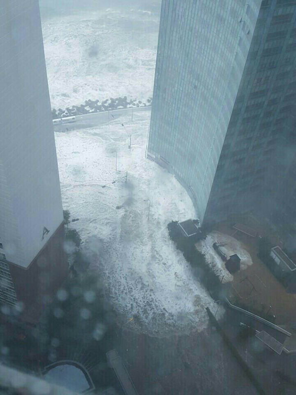 ‘태풍 피해 속출’ 차바 부산 강타··· 초고층건물 즐비한 ‘마린시티’까지 위기