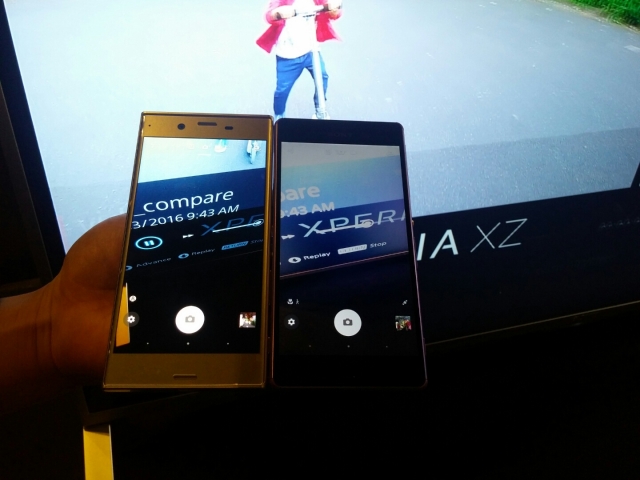 엑스페리아 XZ는 전면은 1300만 화소, 후면은 2300만 화소의 카메라가 적용됐다. 특히 전면에 F2.0 22mm 광각렌즈를 탑재해 넓은 화각으로 피사체를 촬영할 수 있다. 왼쪽이 엑스페리아 XZ, 오른쪽이 Z3. 사진=이선율 기자