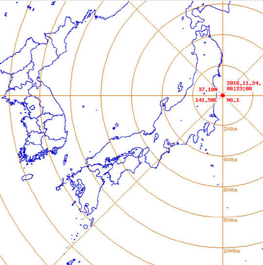 일본 후쿠시마서 규모 6.1 지진 발생. 사진=기상청