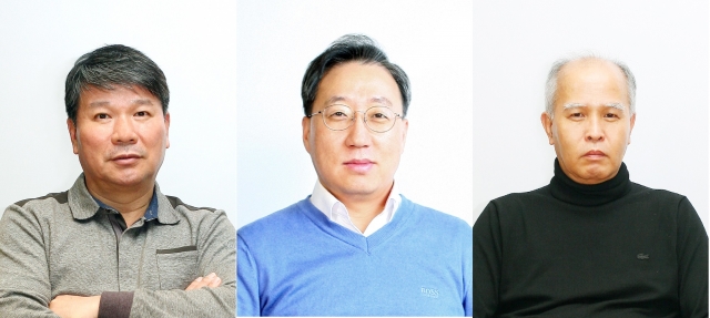 (왼쪽부터)김주원 이사회 의장, 윤호영·이용우 공동대표이사. 사진=카카오 뱅크 제공.