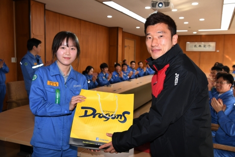 광양제철소에 전남드래곤즈 선수단 방문