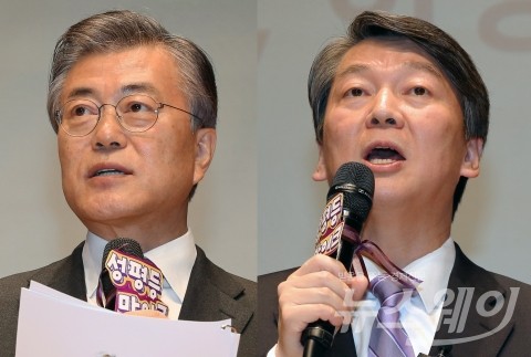 안철수, 5자 구도서 문재인 눌러···安 36.8%·文 32.7%