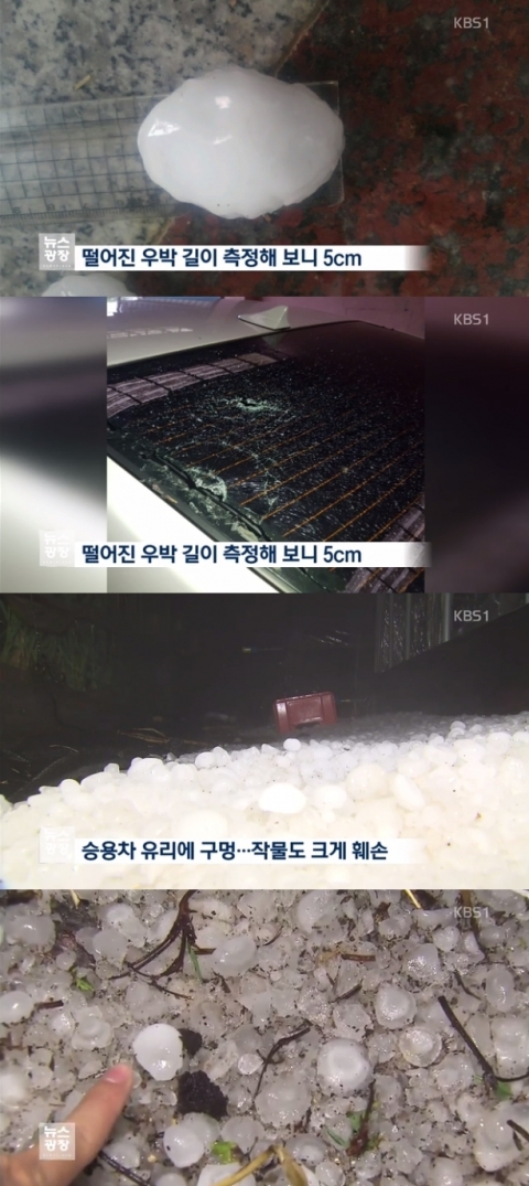 전남 담양 일대에 우박 쏟아져···재산피해 속출