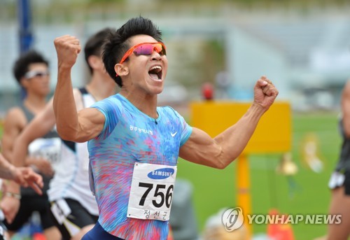 김국영, 100m 결선 10초07···이틀 만에 또 한국신기록 작성