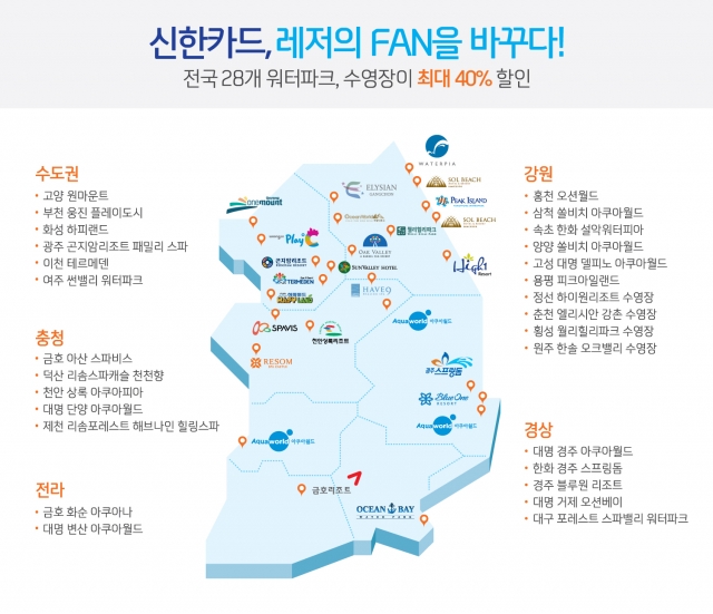 신한카드, 워터파크 최대 40% 현장할인 행사 실시