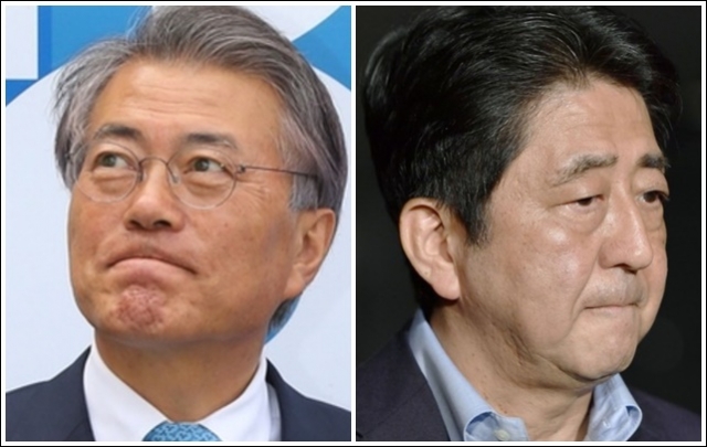 문재인 대통령과 아베 신조 일본 총리. 사진=연합뉴스 제공