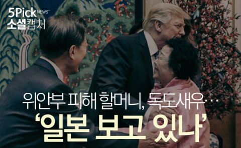 위안부 피해 할머니, 독도새우···‘일본 보고 있나’