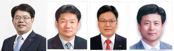 손교덕 경남은행장, 김승모 BNK저축은행 대표, 성명환 BNK신용정보 대표이사, 박양기 BNK시스템 대표(왼쪽부터)