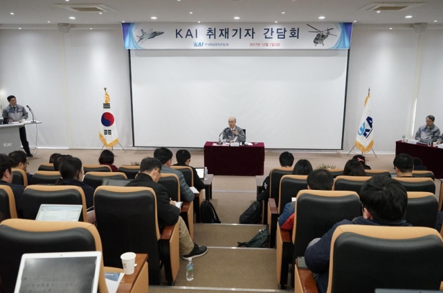 김조원 한국항공우주산업(KAI) 사장이 1일 경남 사천 본사에서 열린 취재기자 간담회에서 발언하고 있다. (사진=KAI 제공)