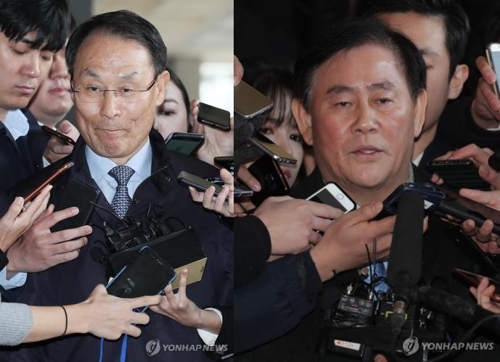 이헌수 전 국가정보원 기획정보실장(왼쪽)과 최경환 자유한국당 의원(오른쪽) (사진 = 연합뉴스 제공)