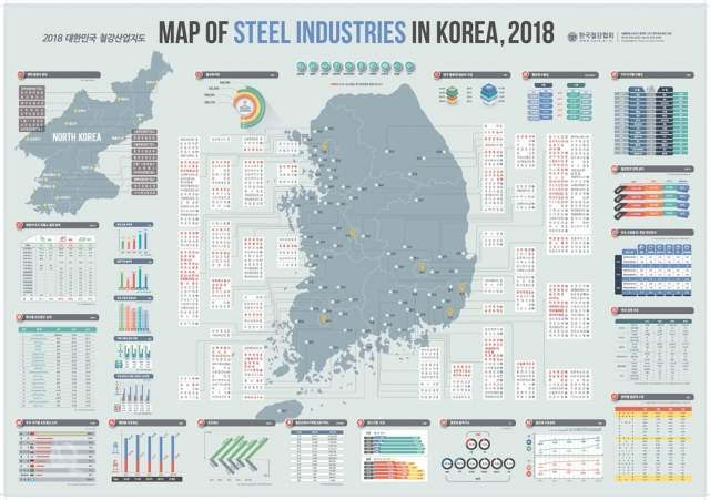 철강산업 지도는 국내 철강업계 현황을 한 눈에 볼 수 있어 국내는 물론 해외 철강업계 및 수요가들로부터 좋은 평가를 받고 있다. 사진=한국철강협회 제공