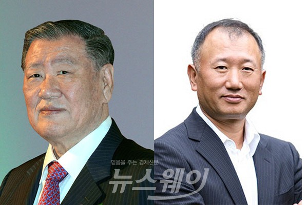 정몽구 현대차그룹 회장(왼쪽), 선두훈 코렌텍 대표이사.