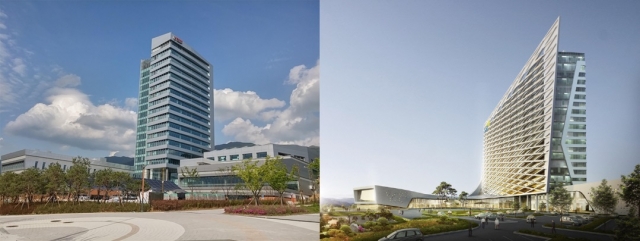 광물자원공사 본사 사옥(左) 한국토지주택공사 본사 사옥(右)