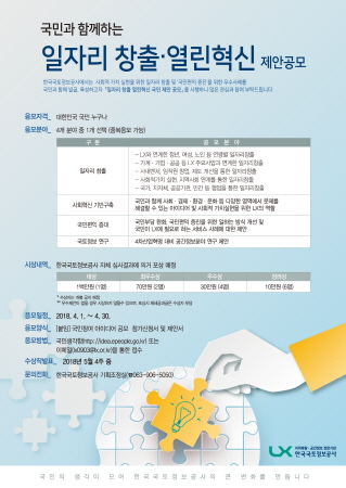 한국국토정보공사(LX), 제1회 일자리 창출 국민 아이디어 공모전 개최