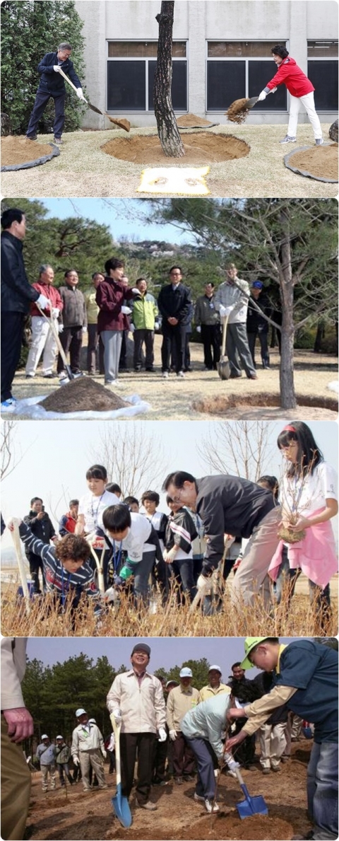 朴 ‘무궁화’·文 ‘소나무’, 역대 대통령 식목일 행사 살펴보니