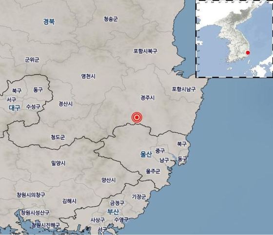 경주서 규모 2.4 지진 발생···일본 시마네현 지진과 무관