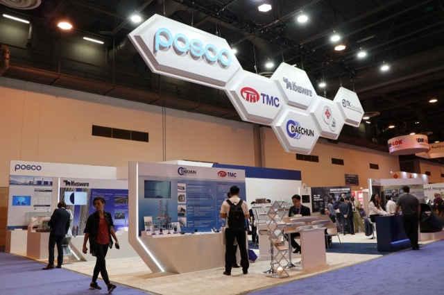 포스코가 에너지 강재 판매 강화를 위해 지난 달 30일부터 미국 휴스턴에서 열린 세계해양기술콘퍼런스에 참가했다. (사진=포스코 제공)