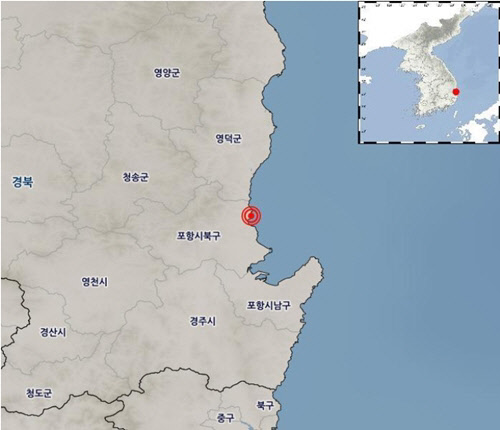 경북 포항서 규모 2.6 지진 발생···기상청 “피해 없을 것” / 사진=기상청