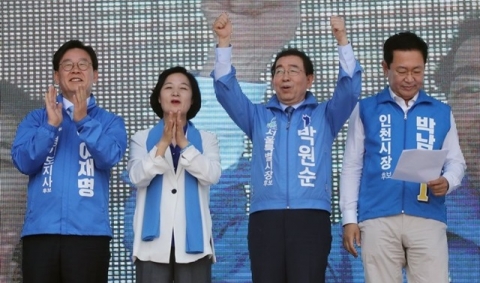 마지막 여론조사, 수도권서 與박원순·이재명·박남춘 ‘함박웃음’