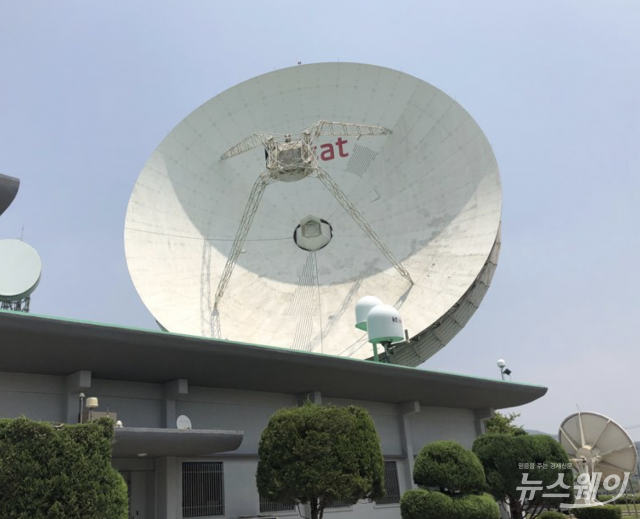 KT 금산위성센터에 위치한 국내 최초, 최대의 위성안테나. 사진=이어진 기자.