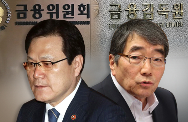 최종구 금융위원장(왼쪽)과 윤석헌 금융감독원장. 그래픽=박현정 기자