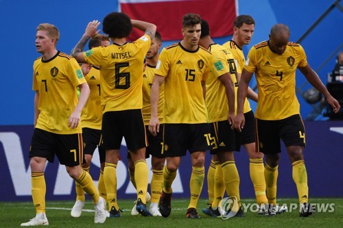 벨기에 축구 국가대표팀이 14일 오후(한국시간)에 열린 2018 러시아 월드컵 3·4위전에서 잉글랜드를 꺾고 월드컵 3위 자리에 올랐다. 사진=AFP-연합뉴스