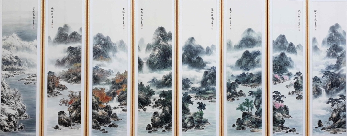 백당 윤명호 작 산수도8폭병풍