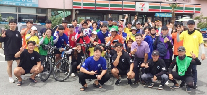 호남대 등 광주·전남지역 대학생들, 영산강 200㎞ 자전거 국토순례 기사의 사진