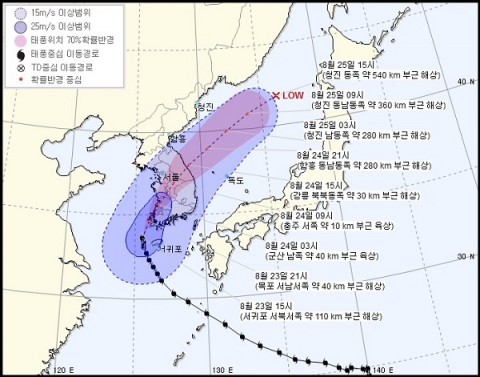 태풍 ‘솔릭’ 내륙 관통 중, 전국 강풍 동반한 비···출근길 ‘주의’