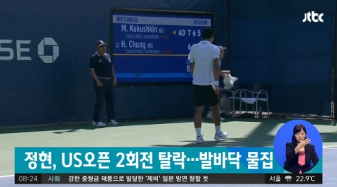정현, 발바닥 물집 부상에 ···US오픈 2회전서 탈락