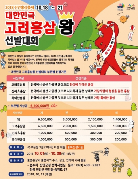 진안군, 대한민국 고려홍삼왕 선발대회 개최