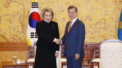 문 대통령, 마트비엔코 상원의장에  “러시아, 한반도 평화 동반자” 감사 표시