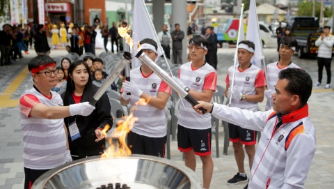 장수군, 전국체전 성공기원 성화 환영행사 진행
