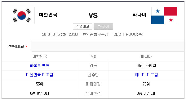 한국 대표팀, 오늘(16일) 파나마 상대로 2연승 도전