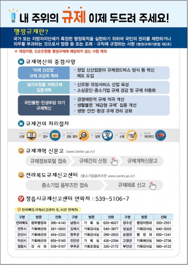 정읍시 ,규제개혁홍보 리플릿 제작 배포