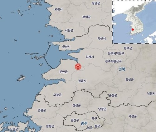 전북 부안서 규모 2.3 지진. 사진=기상청 홈페이지 캡처