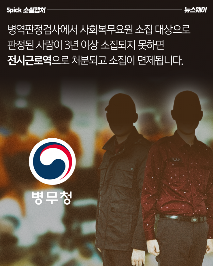 사회복무요원 1만 명 소집 면제 소식에 네티즌 ‘활활’ 기사의 사진
