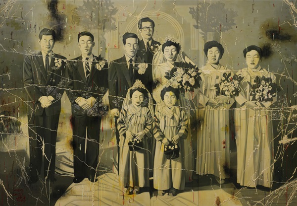 안창홍, 아리랑 2012’1, 2012, Oil on canvas, acrylic, drawing, ink, 249.1x361.6cm