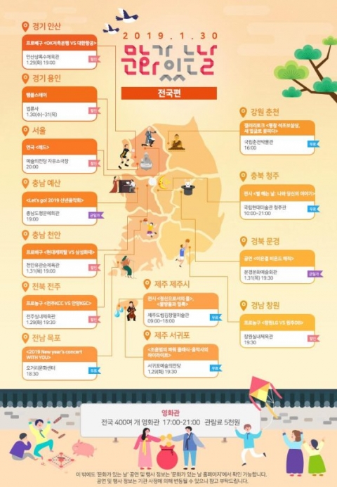 새해 첫 ‘문화의 날’···영화 티켓 5천원 등 무료·할인 혜택 풍성