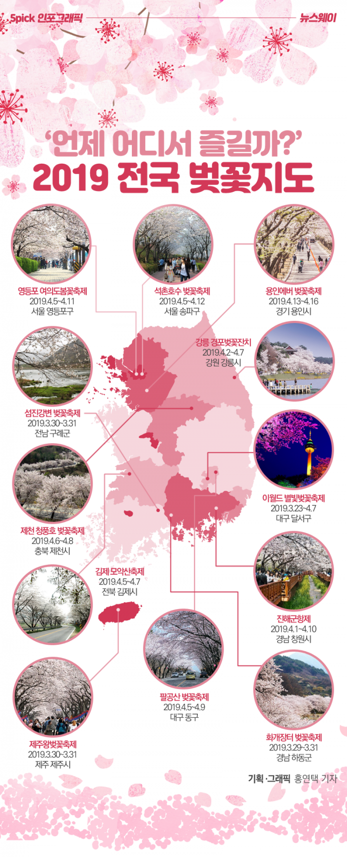 ‘언제 어디서 즐길까?’ 2019 전국 벚꽃지도 기사의 사진