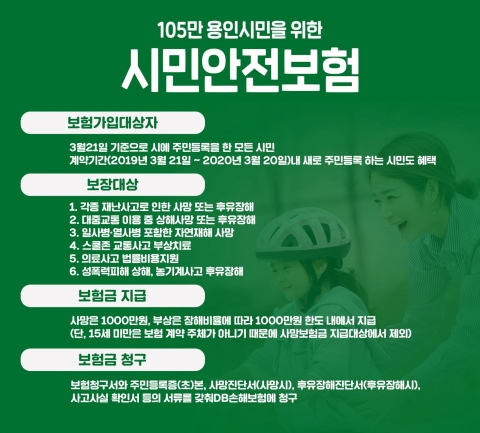 용인시, 105만 시민 대상 '시민안전보험' 시행