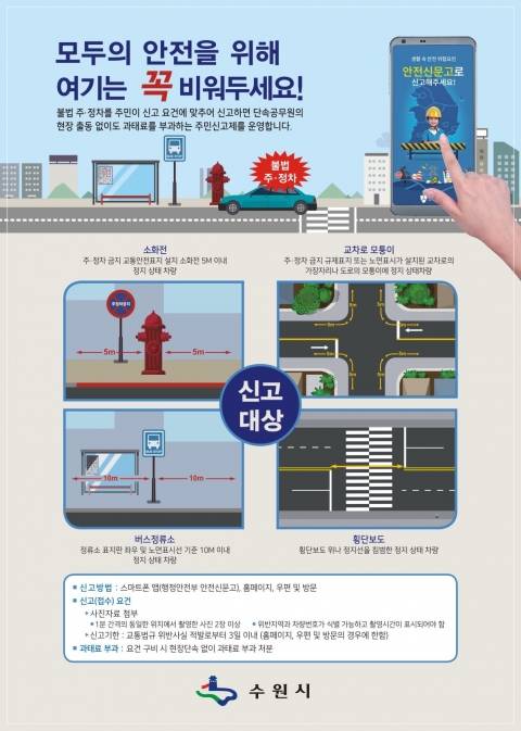 수원시, 4대 불법 주·정차 관행 뿌리 뽑는다···5월 23일부터