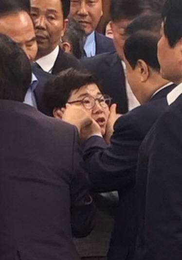 길 막고 대치한 한국당과 문희상 의장···성추행 있었나