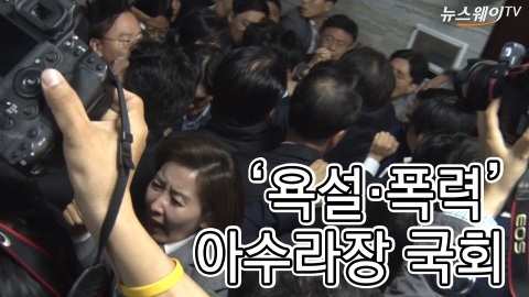 몸으로 막는 나경원대표···‘욕설·폭력’ 아수라장 국회