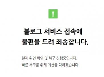 네이버 블로그 ‘먹통’, 접속 차단···이용자 불편 초래