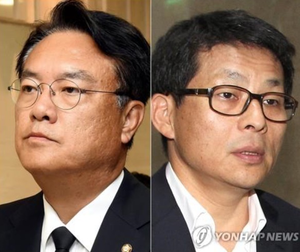 한국당 정진석 의원(왼쪽)·차명진 전 의원(오른쪽). 사진=연합뉴스 제공