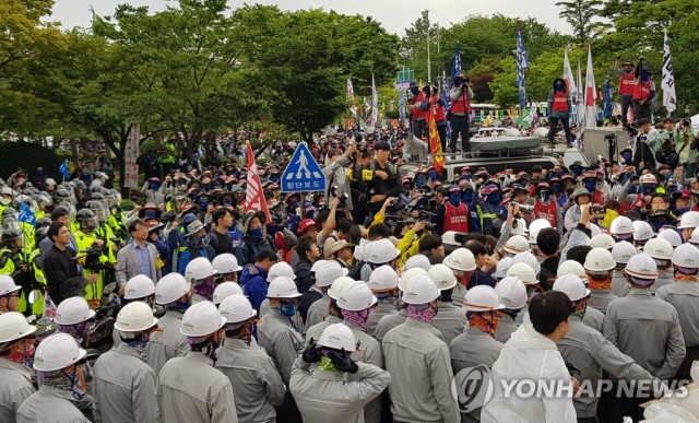 현대중 노조, 4일째 이어지는 파업···다음주도 예고