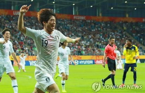 U-20월드컵 대한민국, 에콰도르 꺾고 결승 진출···이강인·최준 ‘골’ 합작 사진=연합뉴스