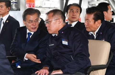 정의선의 함박웃음···대통령 ‘밀어주고’ 노조는 ‘협력하고’